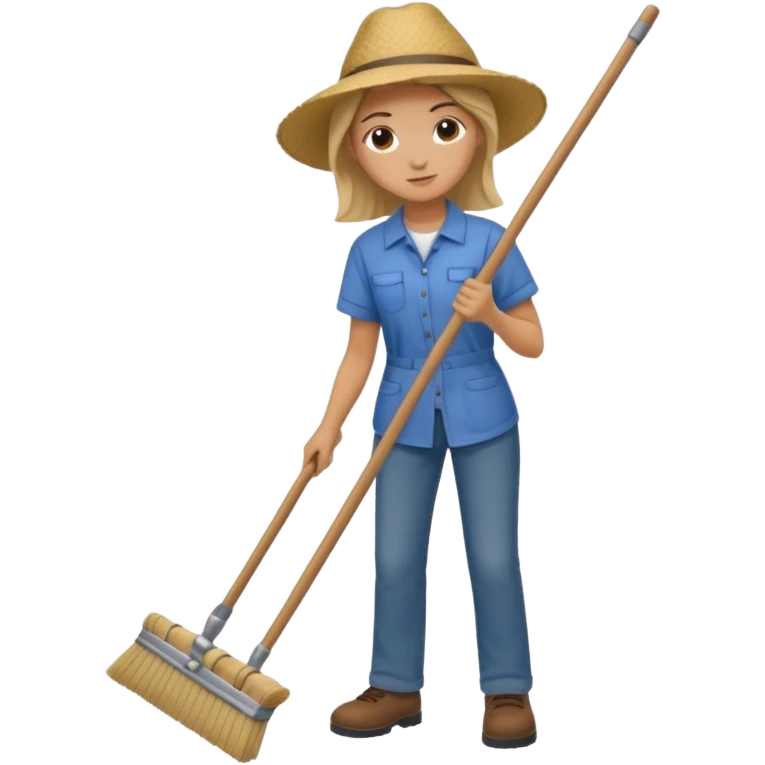 Person sweeping the floor with one broom emoji