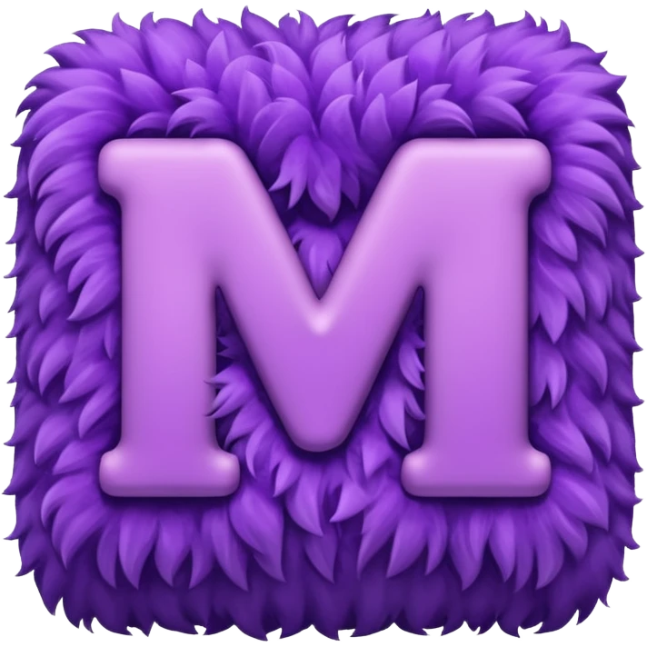 The fluffy letter M is purple in color emoji