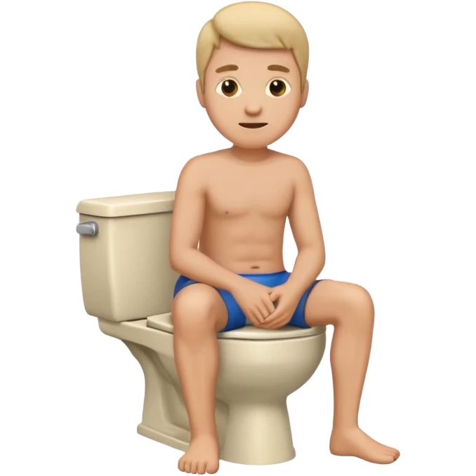 man sitting on a toilet, simple emoji style emoji