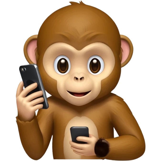 Monkey playing a phone emoji