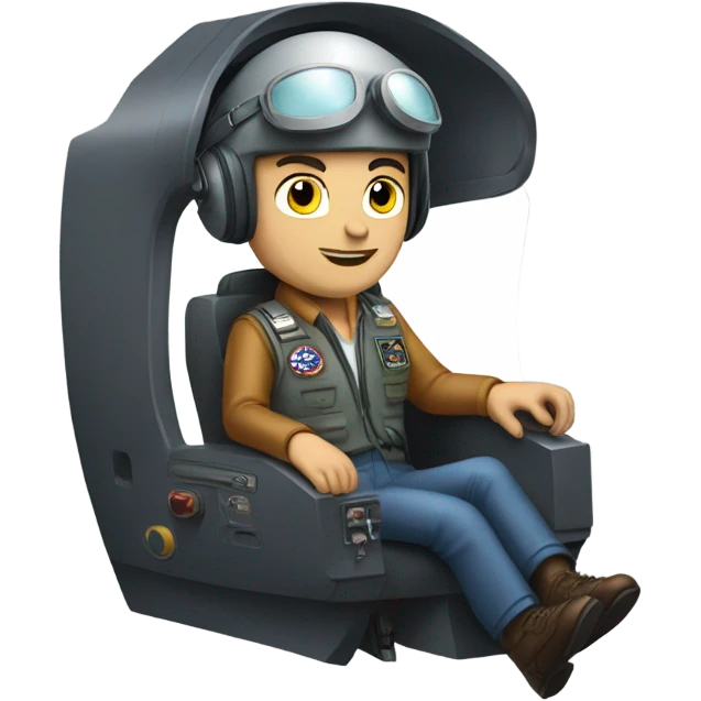 Martin Apprich sitting in a jet cockpit  emoji