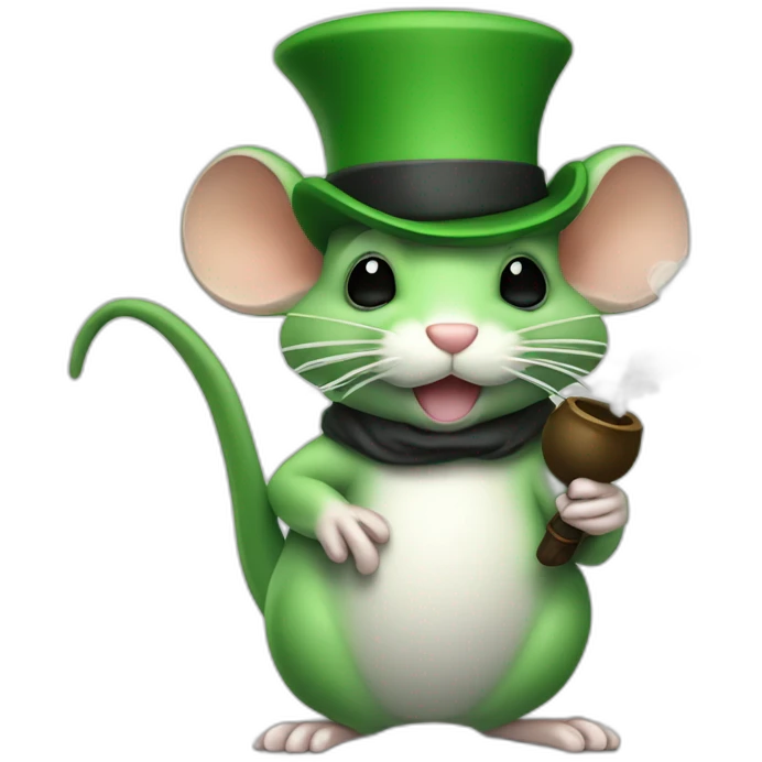 Attractor green mice with hat, smoking pipe emoji