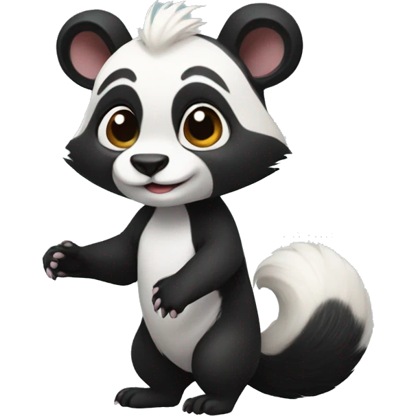 Cute skunk-panda-ferret-hybrid full body emoji