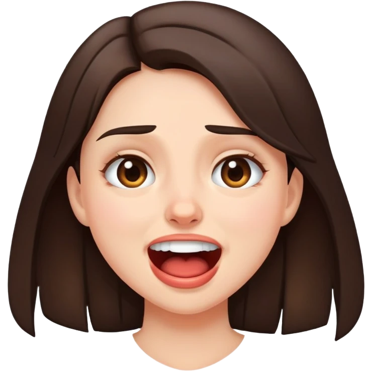 Brunette girl cringing emoji