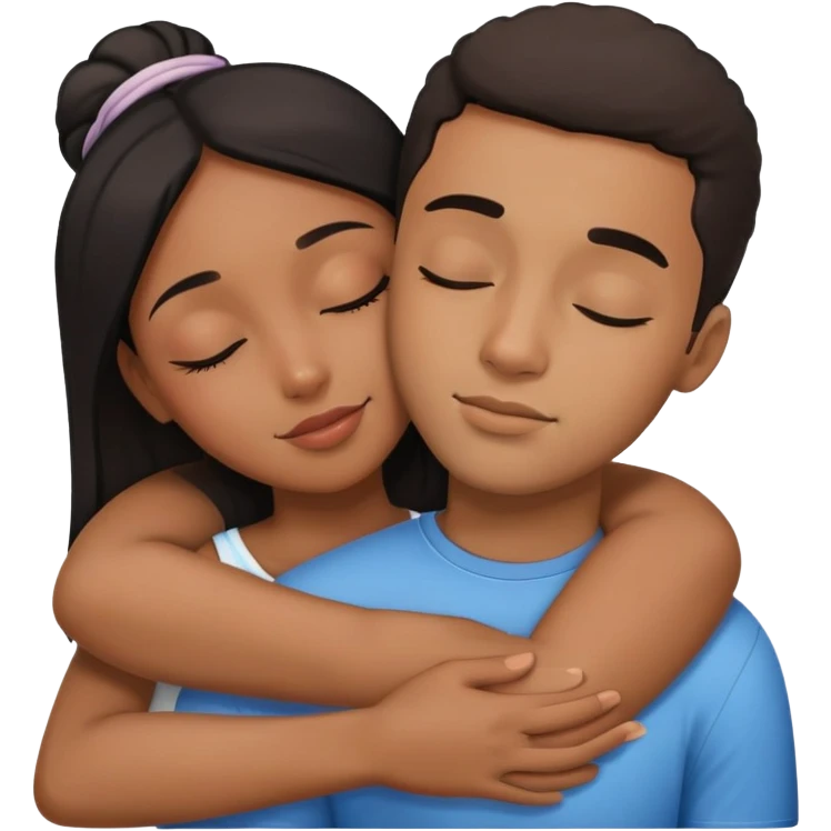 black girl and hispanic boy hugging couple with eyes closed emoji