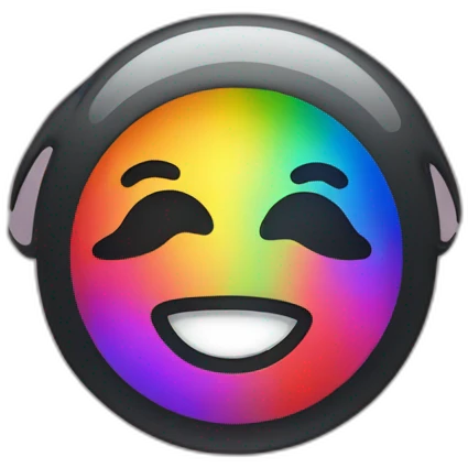 black blushing face with rainbow emoji
