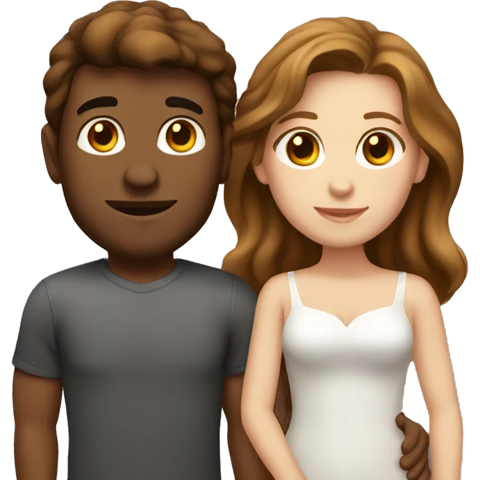 White couple with brown hair in love emoji