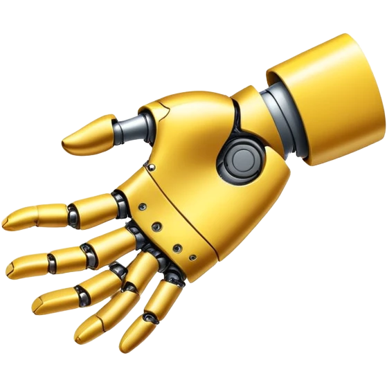 Human hand shaking robot hand, yellow human hand and metallic robot hand emoji