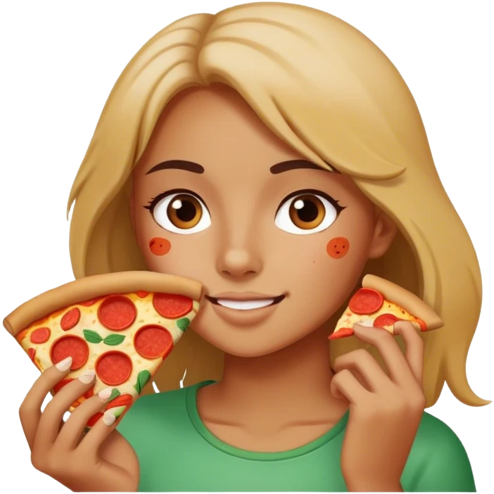 Girl eating pizza emoji