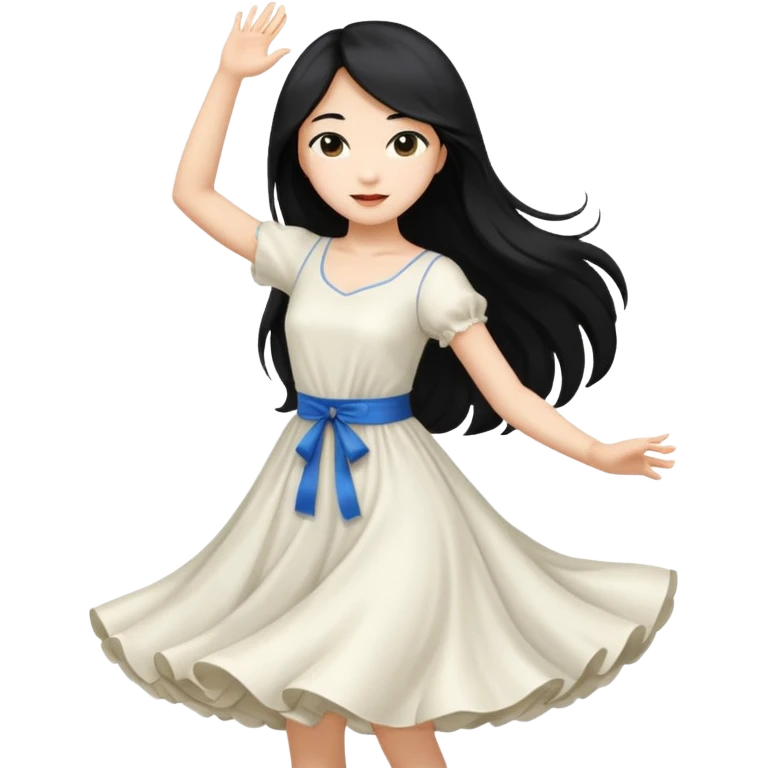 aisan girl with long black and white girl with blonde hair going to dance emoji