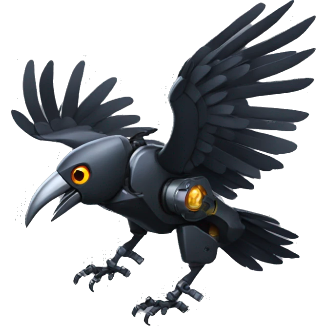 Mecha crow flying emoji