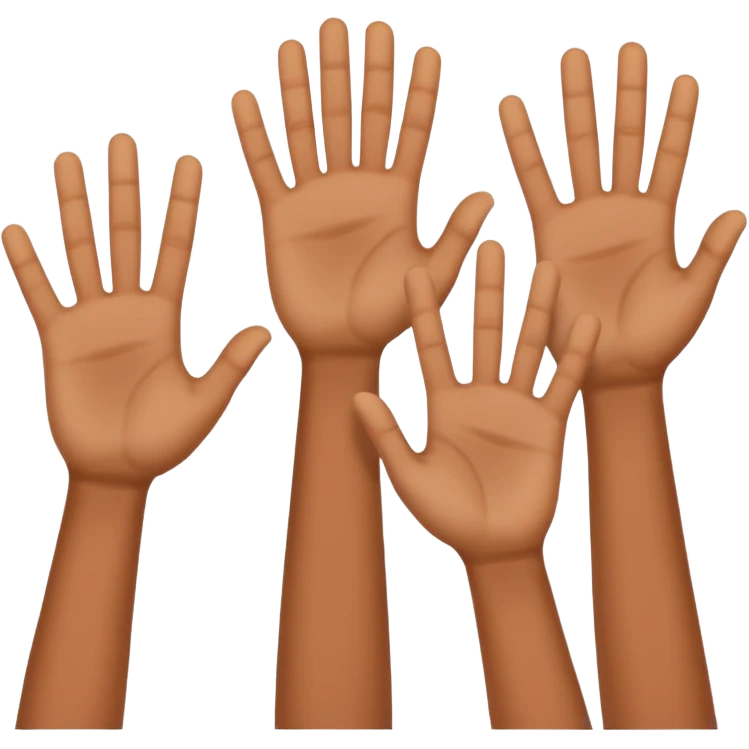 Three different hands holding up a 2, a 3, and then a 0 emoji