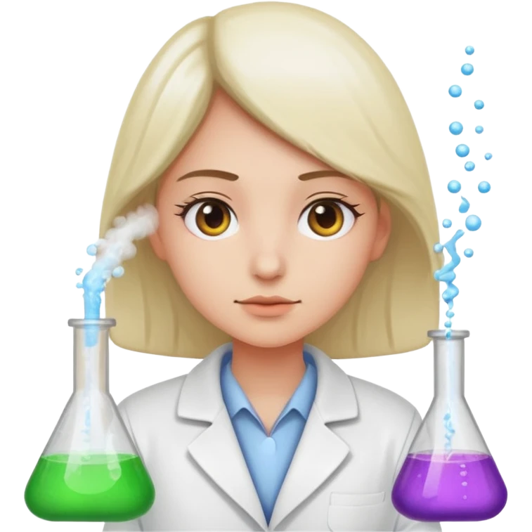 A person in a white coat is experimenting with chemicals. emoji