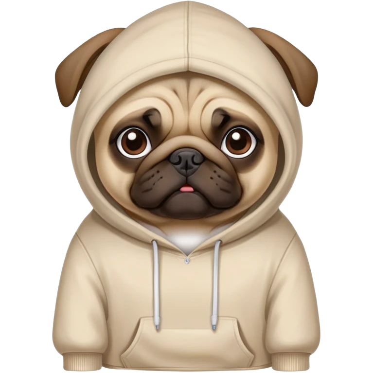 pug dog wearing a hoodie, pug life emoji