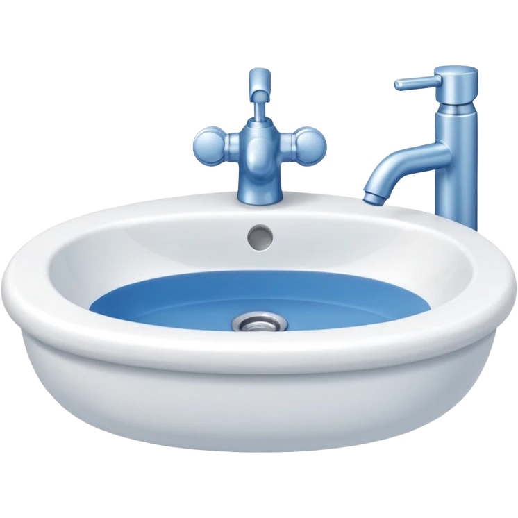 “Flat icon-style emoji of a bathroom sink with a simple faucet and rounded basin, white and blue tones” emoji