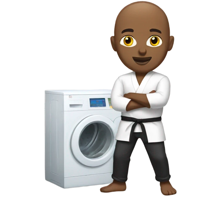 Bald black man karate doing laundry  emoji