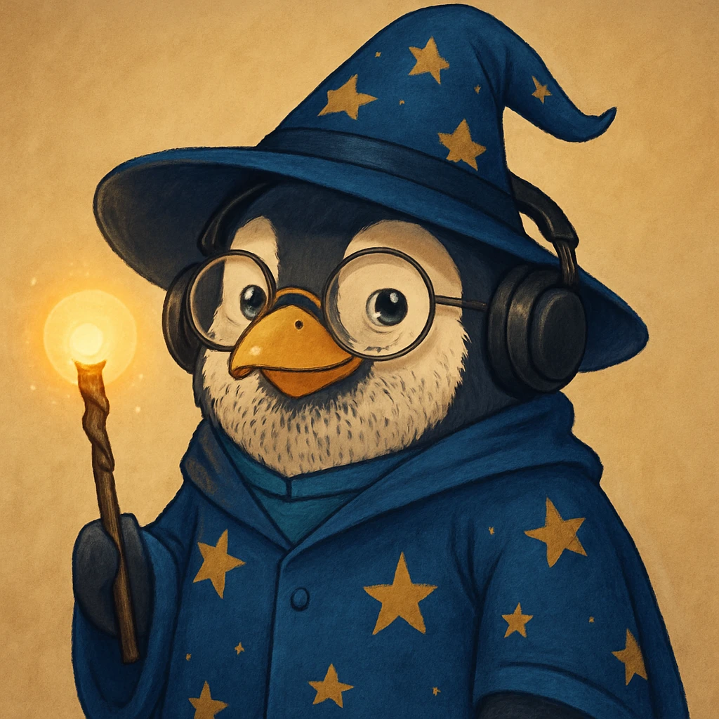this image in Penguin Wizard style emoji