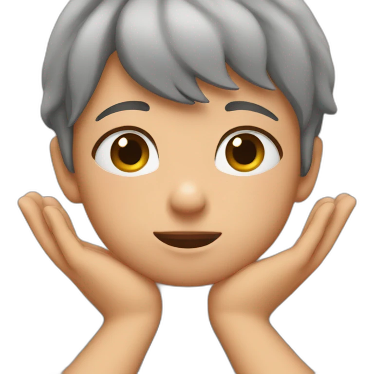  emoji with a cute face while closed hands on the cheeks emoji