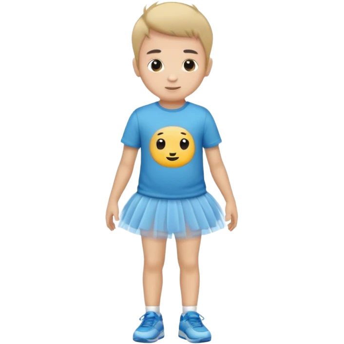 tutu wearing boy with tshirt emoji