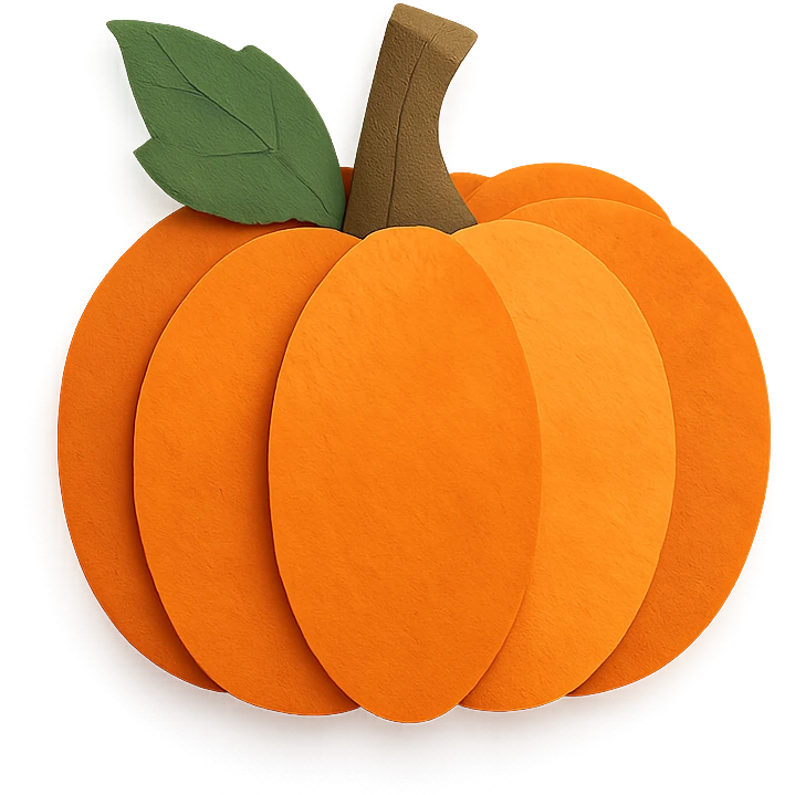 pumpkin, layered paper effect, cutout look, playful, paper craft style emoji