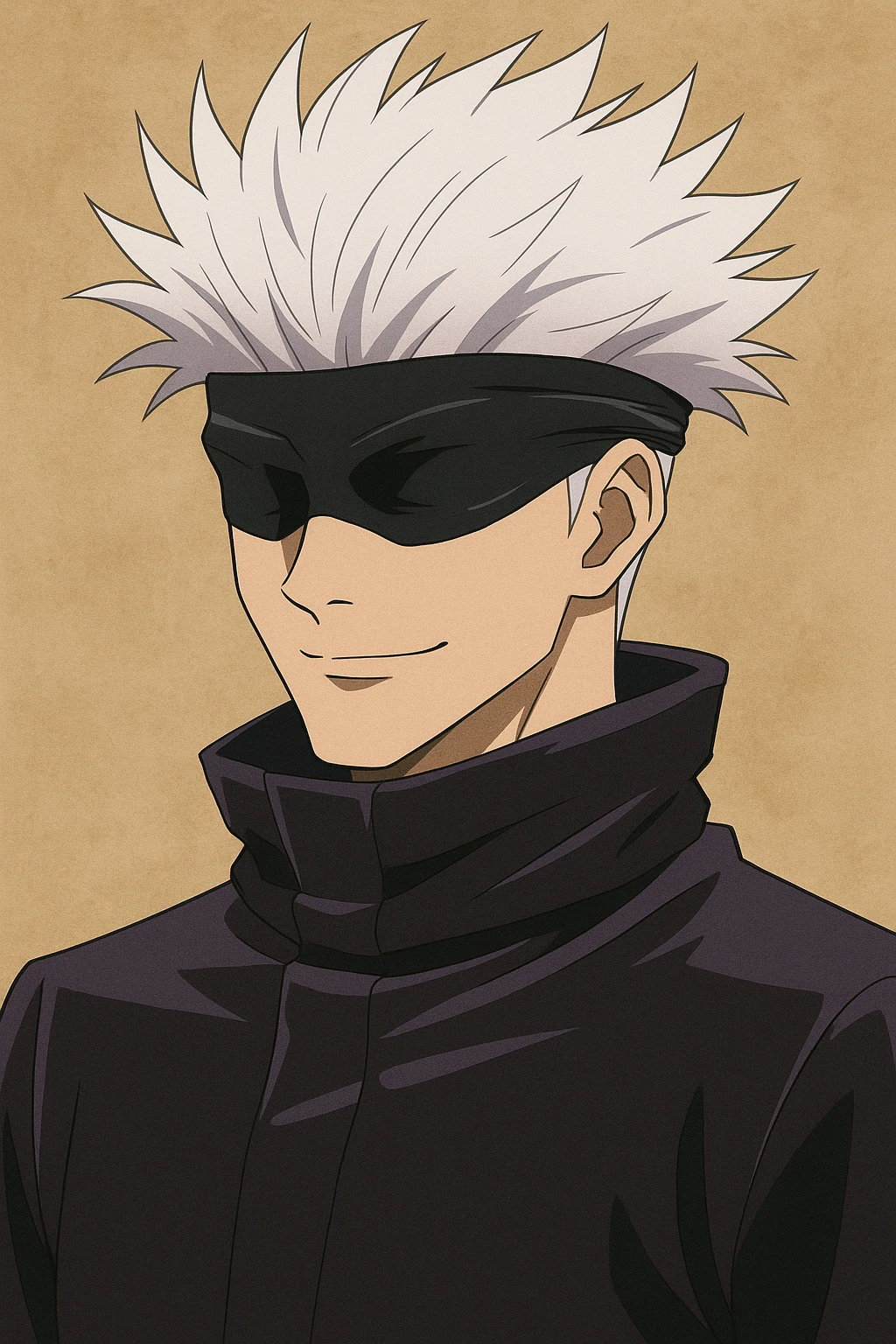 Satoru Gojo from Jujutsu Kaisen, iconic blindfold, spiky white hair, confident expression, anime style emoji