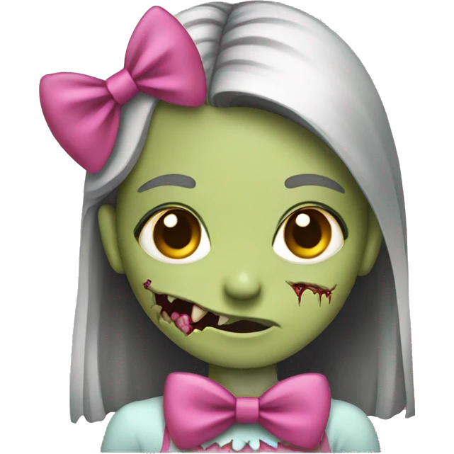 Girl zombie with a pink bow  emoji