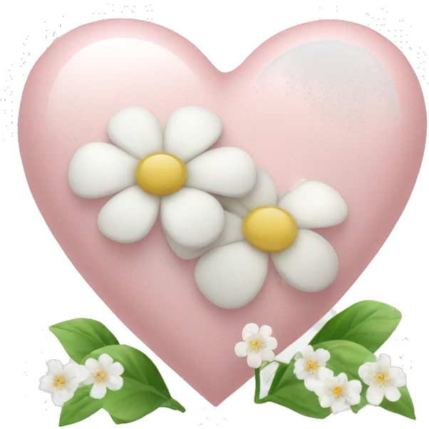 Light pink Heart with white flowers in it emoji