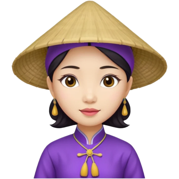 ancient vietnamese girl with aodai and conical hat, purple emoji