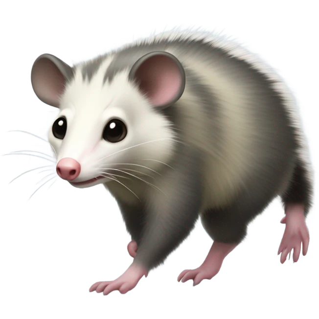 North American opossum walking towards the left, transparent background  emoji