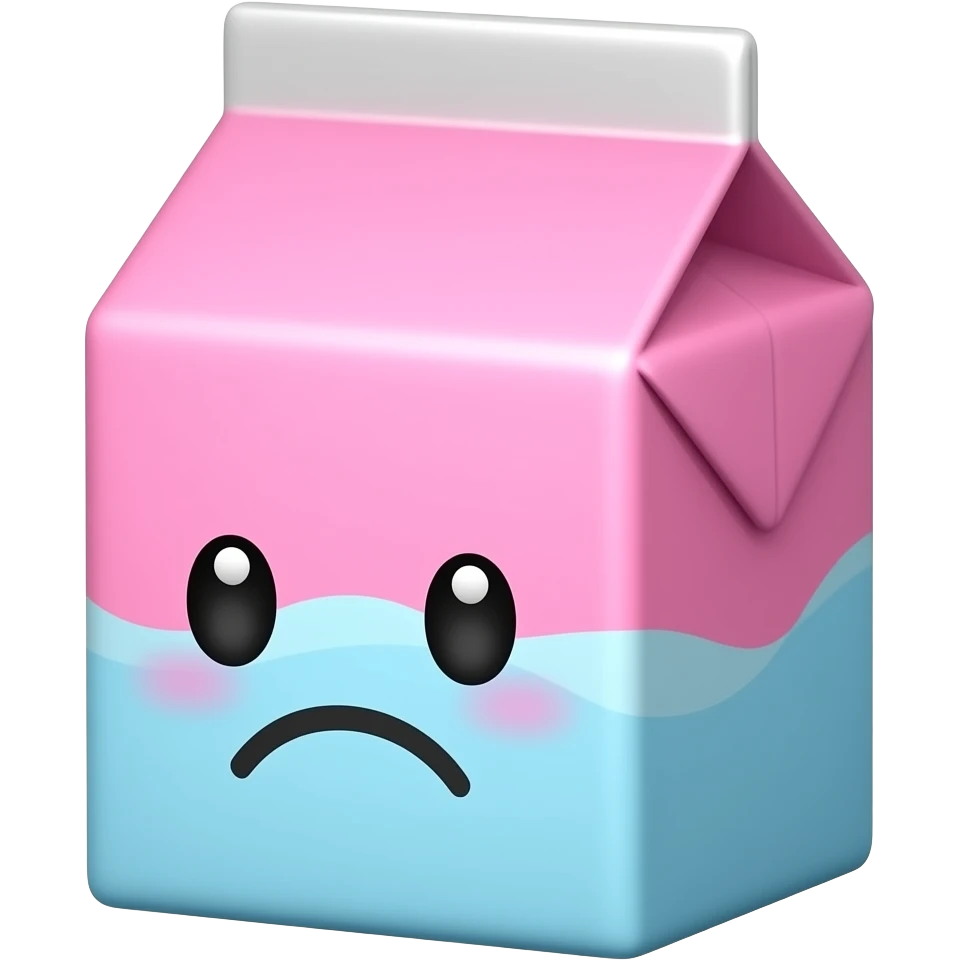 Kawaii juice box with sad face emoji