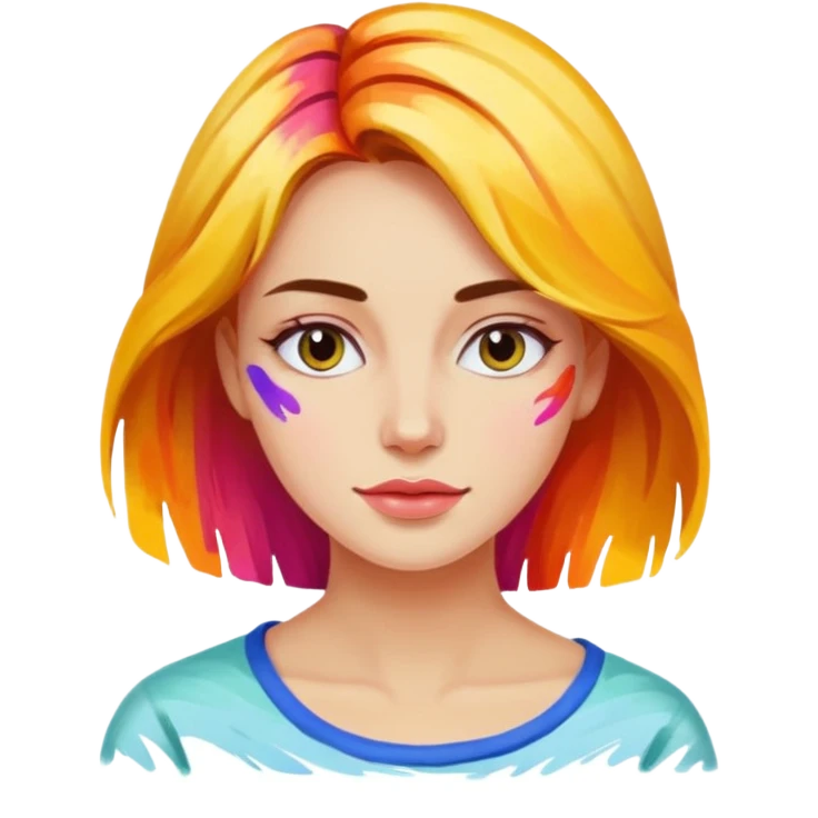 women painting color emoji