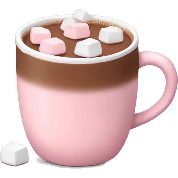 Light Pink mug of hot chocolate with marshmallows  emoji
