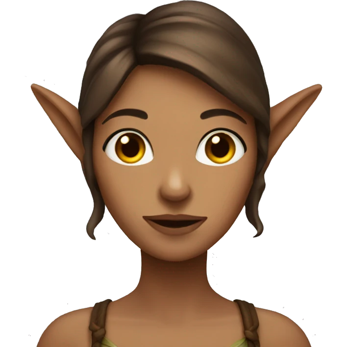 Fae woman with brown hair and pointy ears emoji