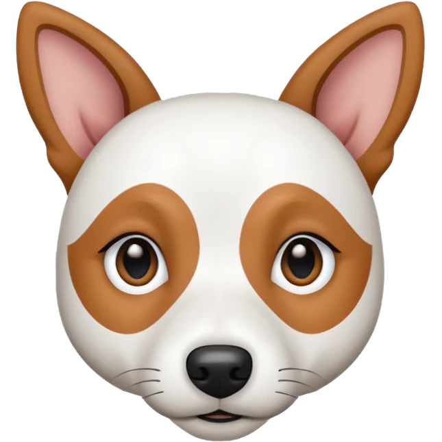 a fully white jack russell the size of a kelpie with floppy ears and a half white face emoji