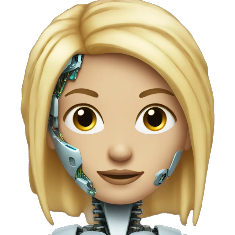 Head of female cyborg with blonde hair and circuits emoji