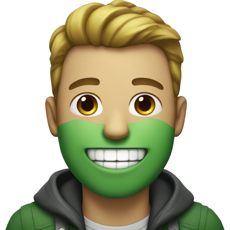 A man with a green teeth smile emoji