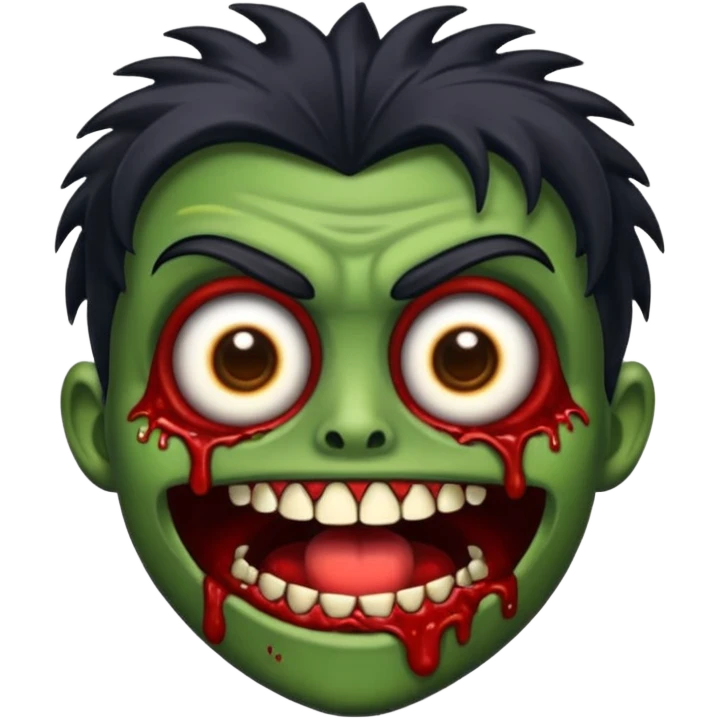 crie um emoji de zumbi de cabelo preto bagunçado emoji