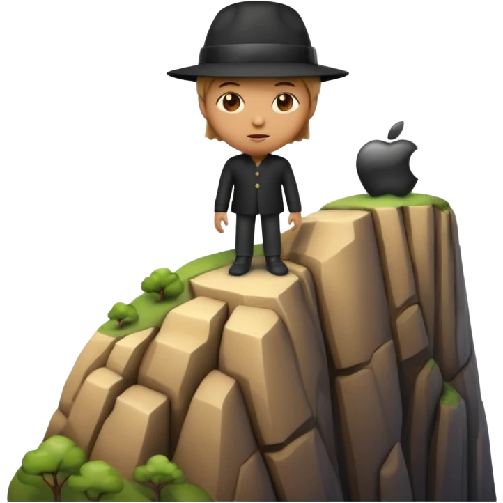 A 3D emoji of a person standing at the edge of a steep cliff in Apple style. The person faces forward, close to the edge, showing a sense of height and danger. Clean, glossy Apple-style rendering, isolated on white background.


 emoji