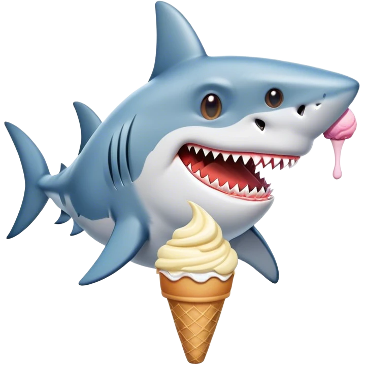 Shark with an ice cream emoji