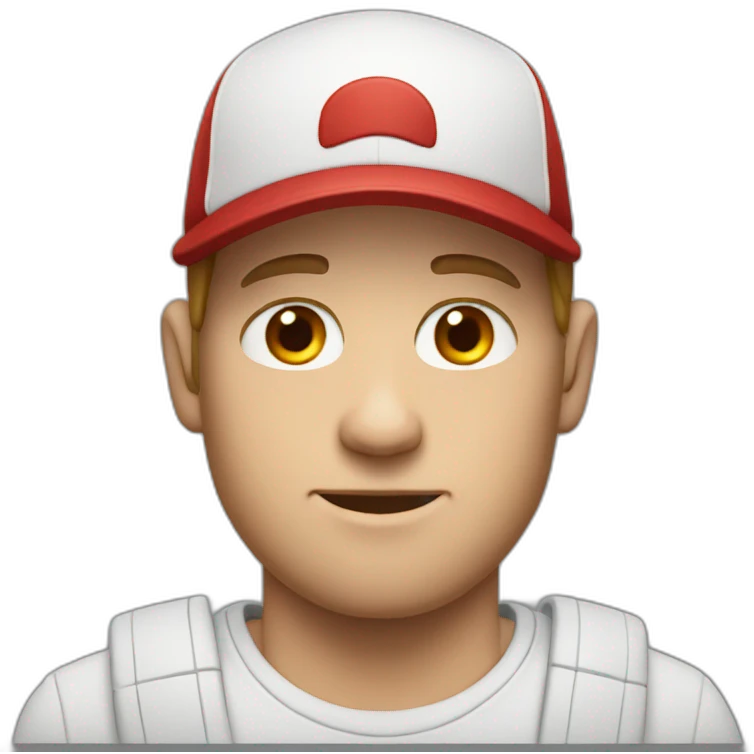 White guy with red cap and scar emoji