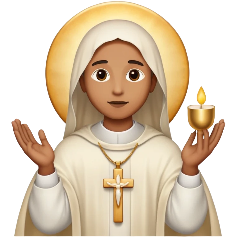a piece of the Eucharist at church animated as a person that has clout on emoji
