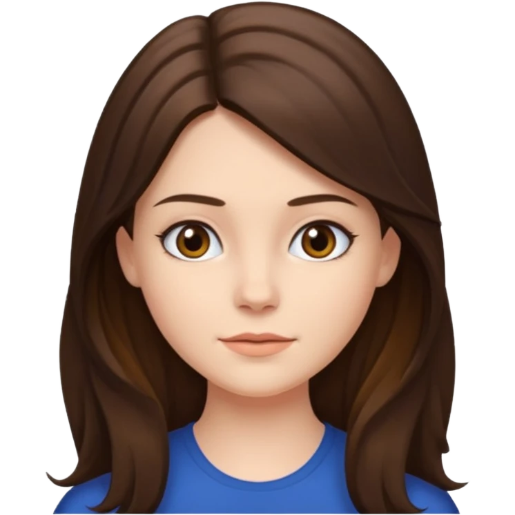 Emma brunette midtskille langt hår emoji