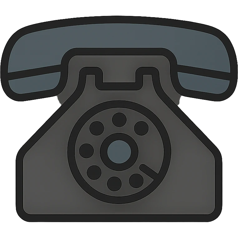 black and white, icon of telephone, minimalistic, thin black border outlines, the design uses thin black outlines for a clean and modern look, white background. c0!0r
 emoji