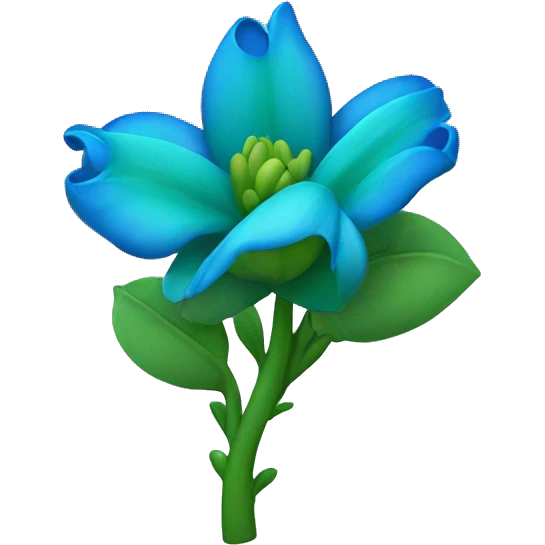 una flor azul con espinas y tallos verdes emoji
