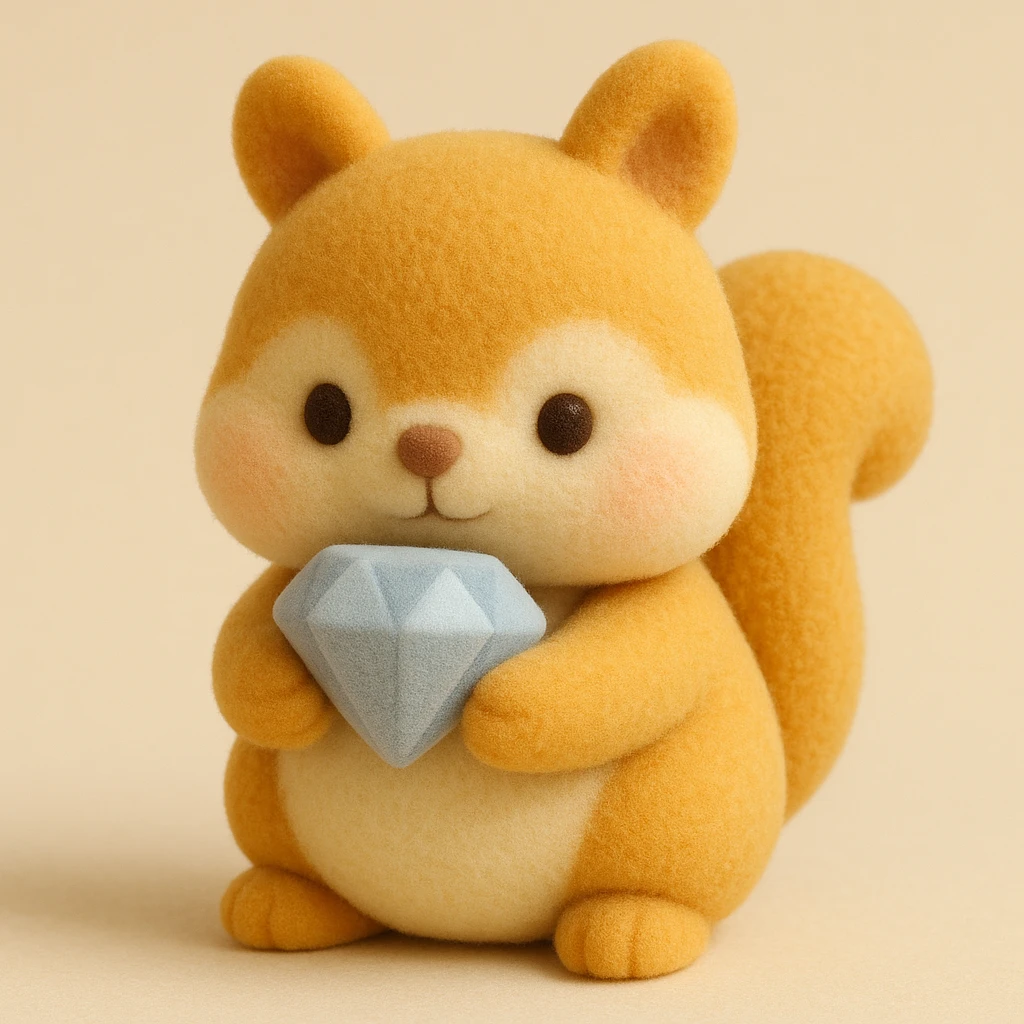 cute animal holding a diamond emoji