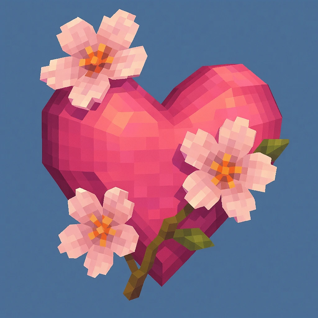 pink heart with sakura flowers emoji