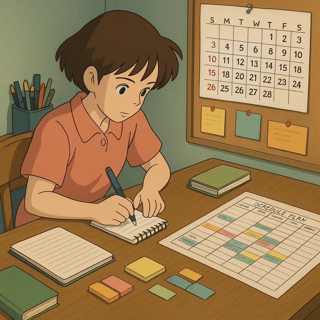 Productivity, organization, desk, notes, calendar, schedule emoji