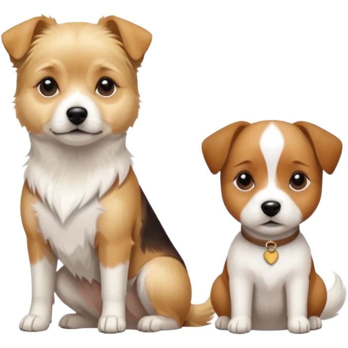 blonde shizu dog sitting next to jack rassel dog emoji
