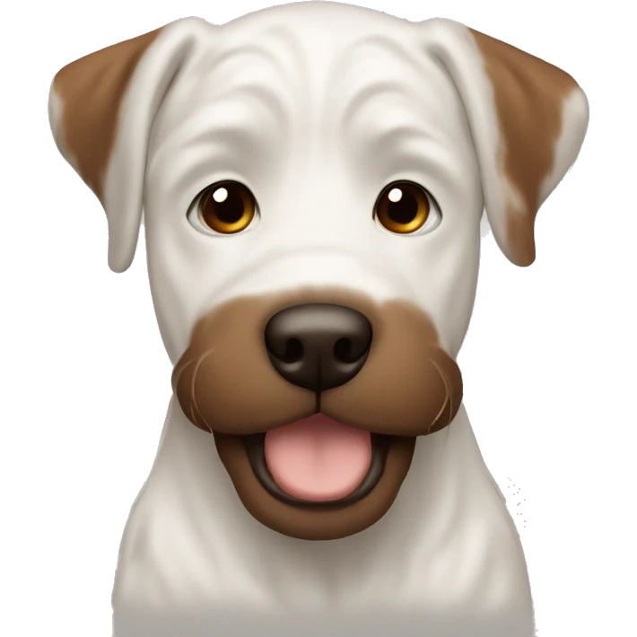 White Burna doodle with brown spot over eye and brown ears ￼ emoji