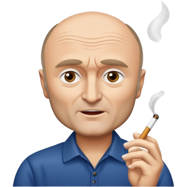 Phil Collins singing while holding a cigarette  emoji
